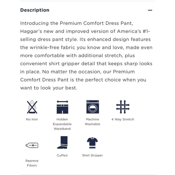 Haggar Premium Comfort Classic Fit Stretch Stria Dress Pant 36W x 30L NWT - Picture 4 of 5